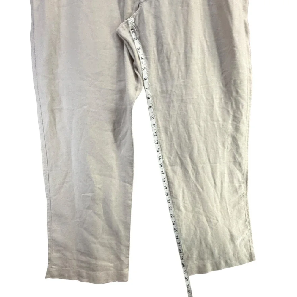 Banana Republic Linen Pants Mens 35/32 Beige Straight Leg Coastal Smart Casual
